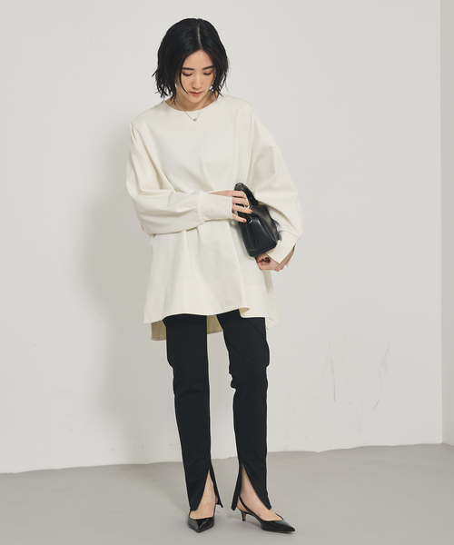 qualite（カリテ）の「ツイルダンボールプルオーバー/秋服/冬服/オフィスカジュアル/体系カバー（スウェット・レディース・ブラック/ベージュ/オフホワイト・フリー）」の12枚目の写真