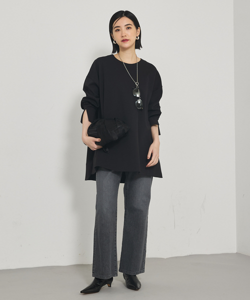 qualite（カリテ）の「ツイルダンボールプルオーバー/秋服/冬服/オフィスカジュアル/体系カバー（スウェット・レディース・ブラック/ベージュ/オフホワイト・フリー）」の14枚目の写真