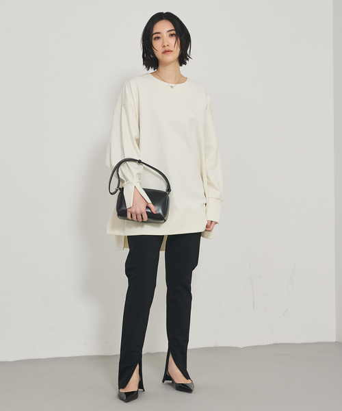 qualite（カリテ）の「ツイルダンボールプルオーバー/秋服/冬服/オフィスカジュアル/体系カバー（スウェット・レディース・ブラック/ベージュ/オフホワイト・フリー）」の6枚目の写真