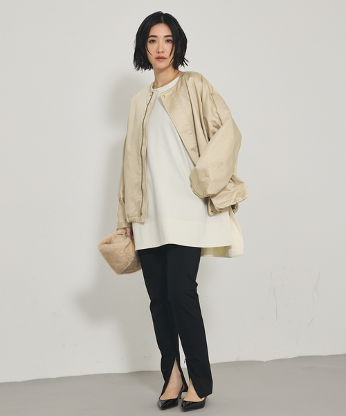 qualite（カリテ）の「ツイルダンボールプルオーバー/秋服/冬服/オフィスカジュアル/体系カバー（スウェット・レディース・ブラック/ベージュ/オフホワイト・フリー）」の7枚目の写真