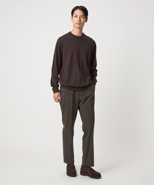 green label relaxing(グリーンレーベルリラクシング)の「Super 120's ハイゲージ クルーネック ニット(ニット/セーター・メンズ・ブラック/ダークブラウン/パープル/グレー・S/M/L/XL)」の5枚目の写真