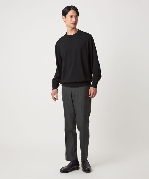 green label relaxing(グリーンレーベルリラクシング)の「Super 120's ハイゲージ クルーネック ニット(ニット/セーター・メンズ・ブラック/ダークブラウン/パープル/グレー・S/M/L/XL)」の8枚目の写真