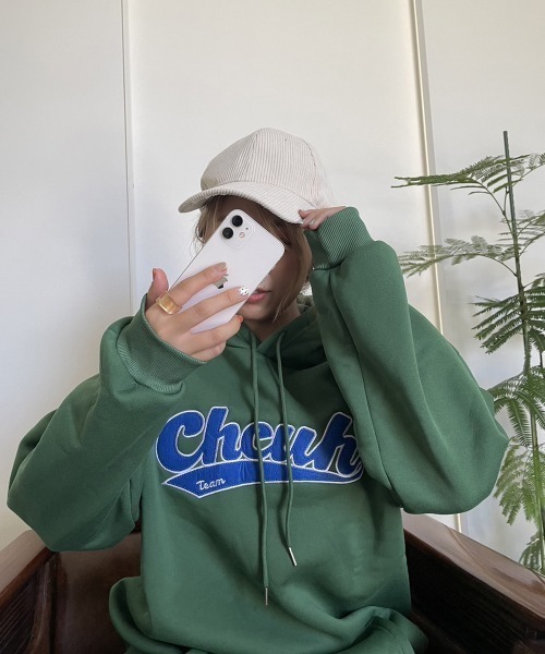 ARCADE（アーケード）の「韓国風 春服 オーバーサイズ カレッジロゴ フーディー スウェット パーカー -ARCADE Limited Line-（パーカー・レディース・グレー/グリーン/イエロー・FREE）」の4枚目の写真