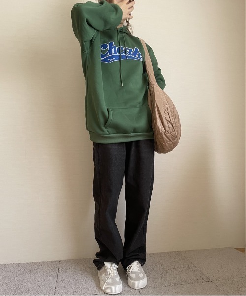 ARCADE（アーケード）の「韓国風 春服 オーバーサイズ カレッジロゴ フーディー スウェット パーカー -ARCADE Limited Line-（パーカー・レディース・グレー/グリーン/イエロー・FREE）」の6枚目の写真