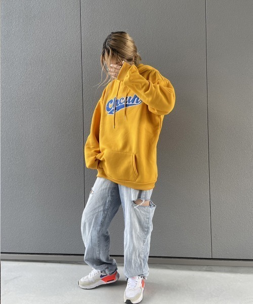 ARCADE（アーケード）の「韓国風 春服 オーバーサイズ カレッジロゴ フーディー スウェット パーカー -ARCADE Limited Line-（パーカー・レディース・グレー/グリーン/イエロー・FREE）」の10枚目の写真