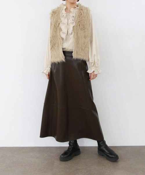 Marilyn Moon（マリリンムーン）の「2way shaggy knit vest（ベスト・レディース・ブラウン/ベージュ/ブラック・FREE）」の5枚目の写真