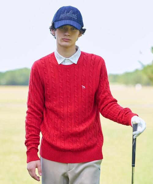 adabat（アダバット）の「ケーブル柄クルーネックニット（ニット/セーター・メンズ・ライトブルー/レッド系1/ブラック/ライトグレー・50/48/46）」の4枚目の写真