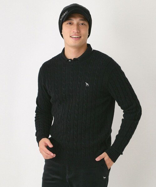 ケーブル柄クルーネックニット