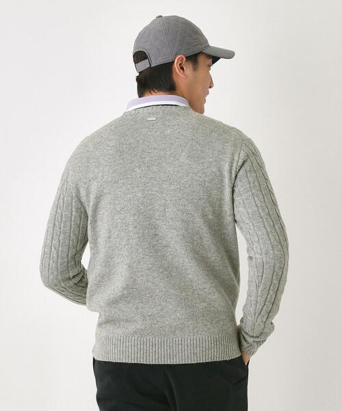 adabat（アダバット）の「ケーブル柄クルーネックニット（ニット/セーター・メンズ・ライトブルー/レッド系1/ブラック/ライトグレー・50/48/46）」の5枚目の写真