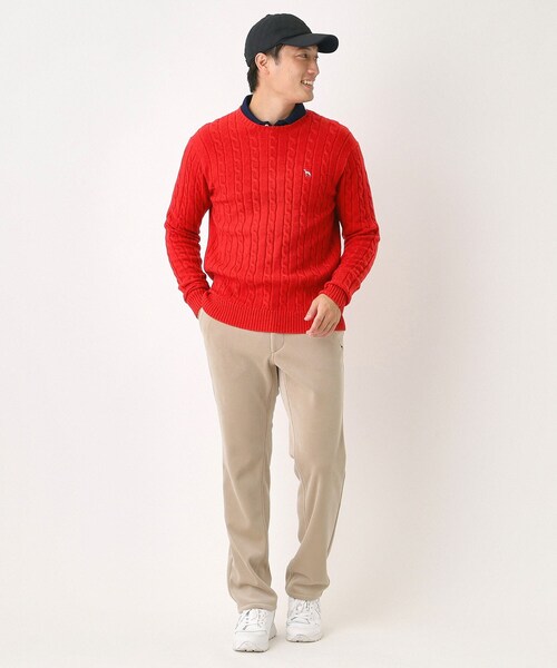 adabat（アダバット）の「ケーブル柄クルーネックニット（ニット/セーター・メンズ・ライトブルー/レッド系1/ブラック/ライトグレー・50/48/46）」の19枚目の写真