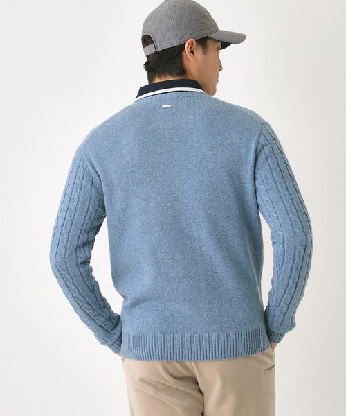 adabat（アダバット）の「ケーブル柄クルーネックニット（ニット/セーター・メンズ・ライトブルー/レッド系1/ブラック/ライトグレー・50/48/46）」の16枚目の写真