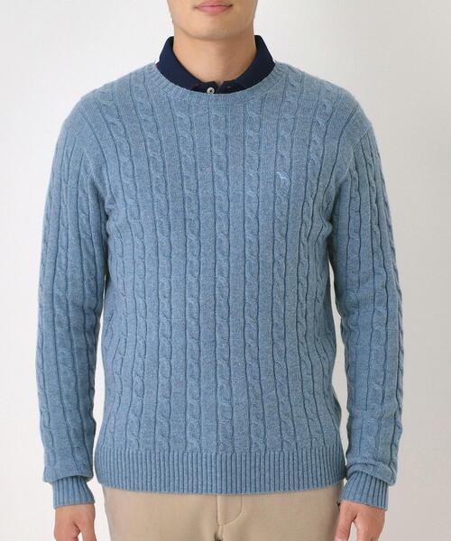 adabat（アダバット）の「ケーブル柄クルーネックニット（ニット/セーター・メンズ・ライトブルー/レッド系1/ブラック/ライトグレー・50/48/46）」の12枚目の写真