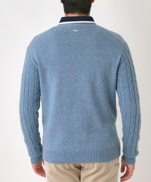 adabat（アダバット）の「ケーブル柄クルーネックニット（ニット/セーター・メンズ・ライトブルー/レッド系1/ブラック/ライトグレー・50/48/46）」の10枚目の写真