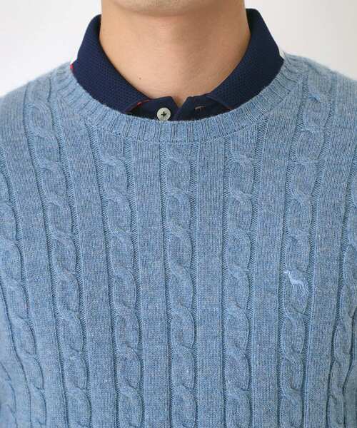 adabat（アダバット）の「ケーブル柄クルーネックニット（ニット/セーター・メンズ・ライトブルー/レッド系1/ブラック/ライトグレー・50/48/46）」の9枚目の写真