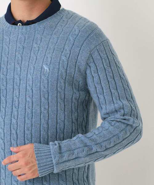 adabat（アダバット）の「ケーブル柄クルーネックニット（ニット/セーター・メンズ・ライトブルー/レッド系1/ブラック/ライトグレー・50/48/46）」の8枚目の写真
