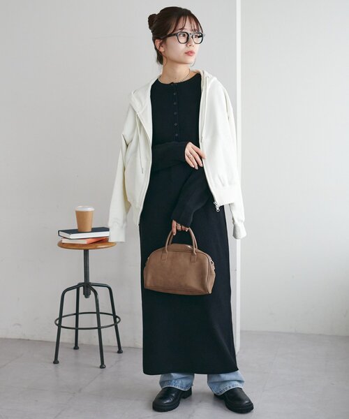 DISCOAT(ディスコート)の「裏毛Wジップパーカー(パーカー・レディース・ネイビー/アイボリー/ライトグレー・FREE)」の12枚目の写真