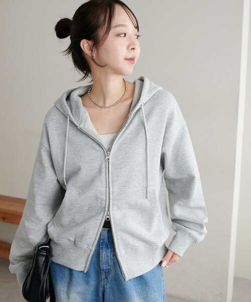 DISCOAT(ディスコート)の「裏毛Wジップパーカー(パーカー・レディース・ネイビー/アイボリー/ライトグレー・FREE)」の13枚目の写真