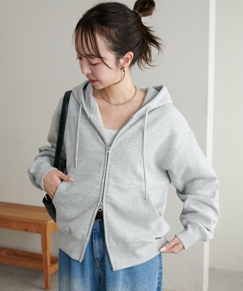 DISCOAT(ディスコート)の「裏毛Wジップパーカー(パーカー・レディース・ネイビー/アイボリー/ライトグレー・FREE)」の14枚目の写真