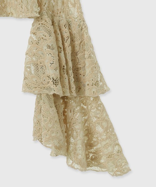 anuans ベロアレースボリュームスリーブブラウス ベロアレースボリュームスリーブブラウス