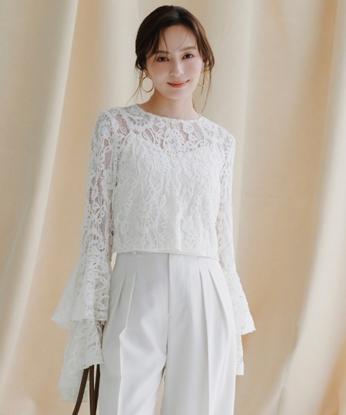 anuans ブラウス ラッフルスリーブブラウス （BEIGE）