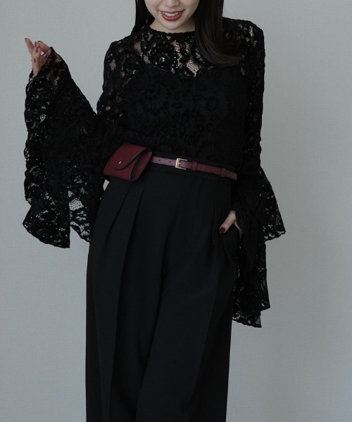 ベロアレースボリュームスリーブブラウス（シャツ/ブラウス）｜anuans