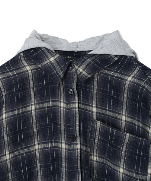 BISKEE（ビスキー）の「フード付きBIGチェックシャツ（シャツ/ブラウス・キッズ・ブラック/ネイビー・140cm/150cm/160cm/130cm）」の13枚目の写真
