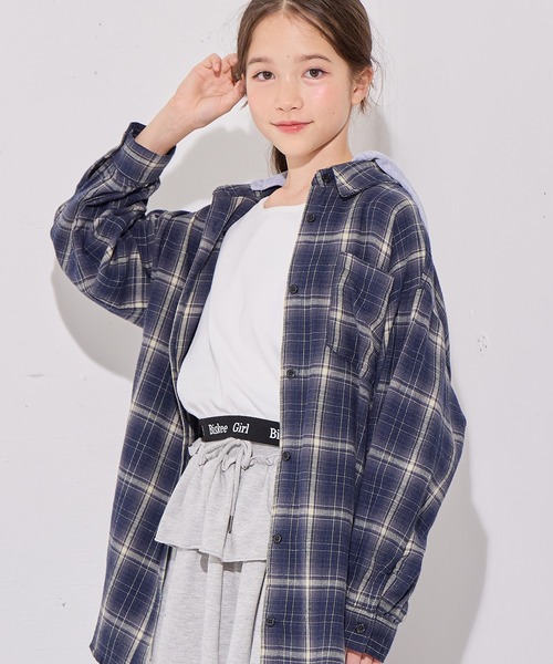 BISKEE（ビスキー）の「フード付きBIGチェックシャツ（シャツ/ブラウス・キッズ・ブラック/ネイビー・140cm/150cm/160cm/130cm）」の22枚目の写真
