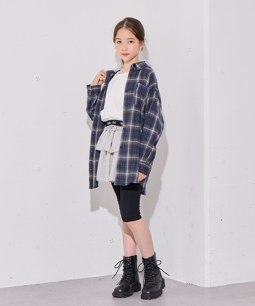 BISKEE（ビスキー）の「フード付きBIGチェックシャツ（シャツ/ブラウス・キッズ・ブラック/ネイビー・140cm/150cm/160cm/130cm）」の4枚目の写真