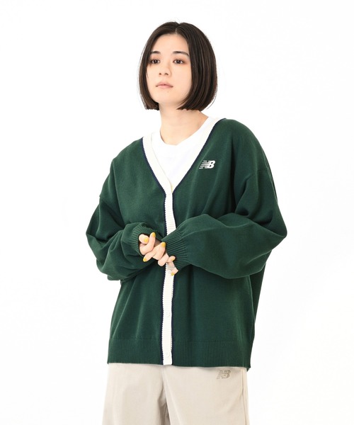 NEW BALANCE（ニューバランス）の「ラインニットカーディガン（カーディガン/ボレロ・レディース・ライトグレー/ネイビー/ダークグリーン・LARGE/MEDIUM/X-LARGE/SMALL）」の2枚目の写真