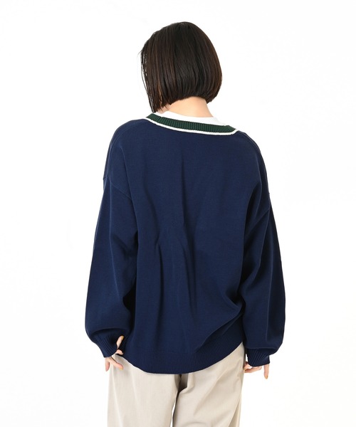 NEW BALANCE（ニューバランス）の「ラインニットカーディガン（カーディガン/ボレロ・レディース・ライトグレー/ネイビー/ダークグリーン・LARGE/MEDIUM/X-LARGE/SMALL）」の5枚目の写真