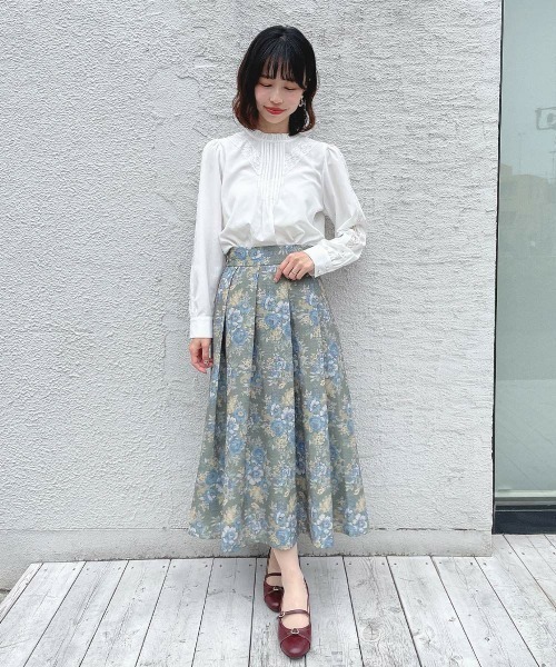 an another angelus（アンアナザーアンジェラス）の「フロントピンタックレース使いブラウス/fint フィント（シャツ/ブラウス・レディース・オフホワイト/モーブ系・FREE）」の6枚目の写真