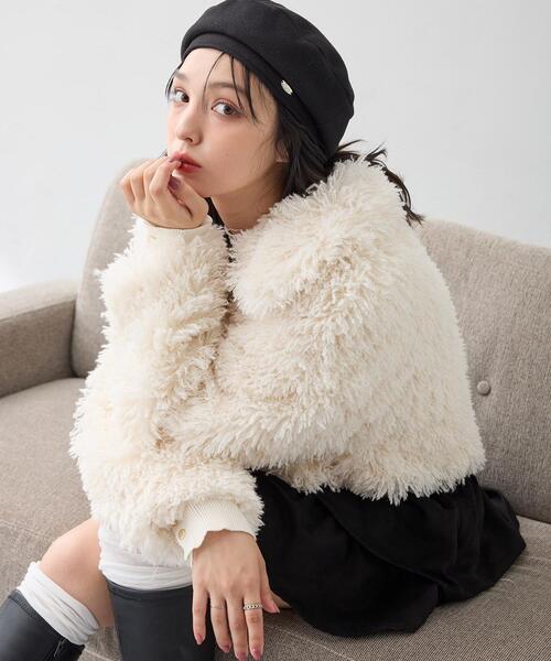 INGNI（イング）の「プレート付フェイクウールベレー（ハンチング/ベレー帽・レディース・ブラック/ベージュ・ONE SIZE）」の3枚目の写真