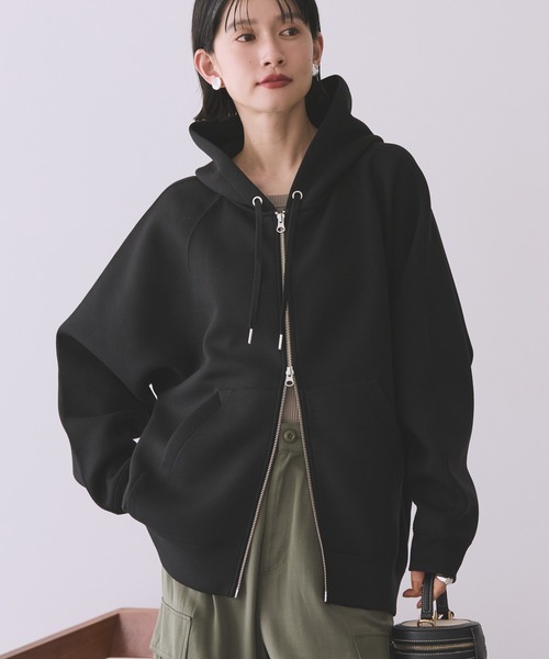 AMERICAN HOLIC（アメリカンホリック）の「ダンボールポンチZIPパーカー（パーカー・レディース・ブラック/杢グレー/グレイッシュベージュ/グレー系その他2・M/L）」の2枚目の写真