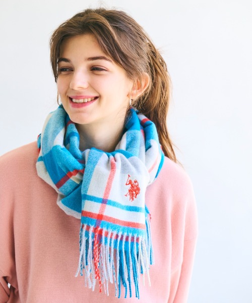U.S. POLO ASSN.（ユーエスポロアッスン）の「【U.S. POLO ASSN.】 ユーエスポロアッスン　ロゴ刺繍マフラー　USPA-2018/2019（マフラー・レディース・ネイビー/ブルー系その他/オレンジ/ホワイト/ベージュ系その他/キャメル/ピンク/レッド/ブラック/グレー系その他/ピンク系その他/オフホワイト/ブラック系その他/グレー/ダークグリーン/ターコイズブルー/レモンイエロー・FREE）」の11枚目の写真