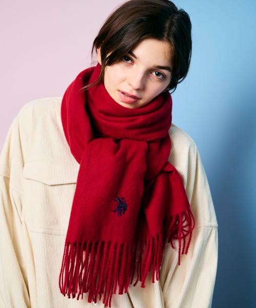 U.S. POLO ASSN.（ユーエスポロアッスン）の「【U.S. POLO ASSN.】 ユーエスポロアッスン　ロゴ刺繍マフラー　USPA-2018/2019（マフラー・レディース・ネイビー/ブルー系その他/オレンジ/ホワイト/ベージュ系その他/キャメル/ピンク/レッド/ブラック/グレー系その他/ピンク系その他/オフホワイト/ブラック系その他/グレー/ダークグリーン/ターコイズブルー/レモンイエロー・FREE）」の16枚目の写真