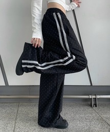 anyonemore | レースラインドット柄ワイドトラックパンツ(その他パンツ)