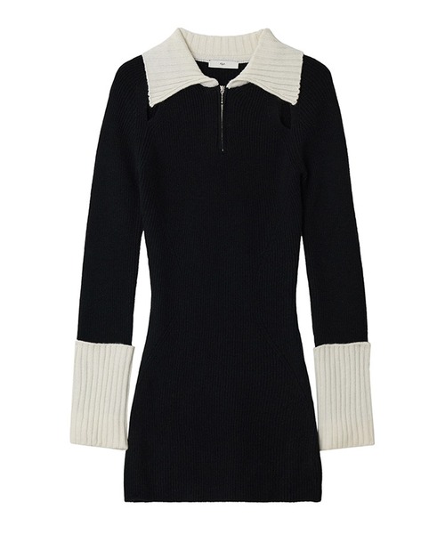 Kijun(キジュン)の「Kijun/キジュン Half Zip-Up Knit Dress リブ編み ウールニットワンピース(ワンピース・レディース・ブラック・S/M)」の10枚目の写真