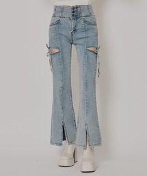 REDYAZEL（レディアゼル）の「カットアウトリボンストレッチデニム（デニムパンツ）」