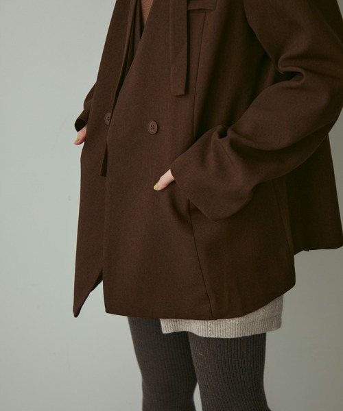 full/fill.(フルフィル)の「ribbon no collar jacket / リボン付きノーカラージャケット(ノーカラージャケット・レディース・グレー/ブラウン・FREE)」の8枚目の写真