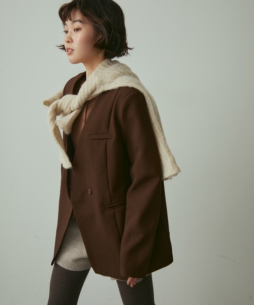 full/fill.(フルフィル)の「ribbon no collar jacket / リボン付きノーカラージャケット(ノーカラージャケット・レディース・グレー/ブラウン・FREE)」の14枚目の写真
