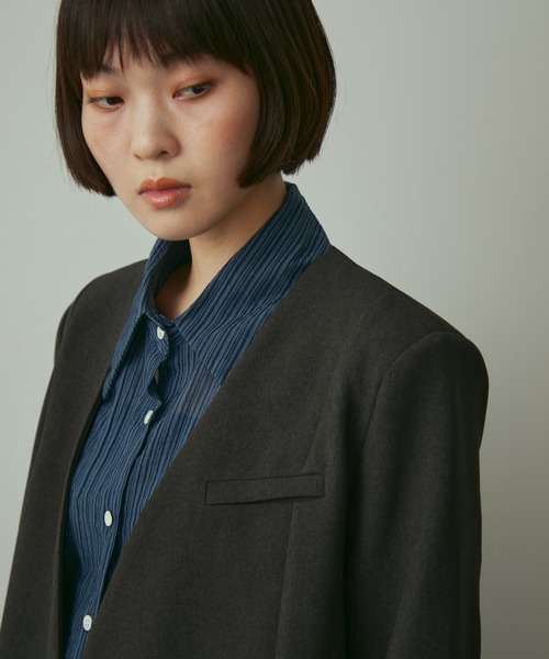 full/fill.(フルフィル)の「ribbon no collar jacket / リボン付きノーカラージャケット(ノーカラージャケット・レディース・グレー/ブラウン・FREE)」の16枚目の写真