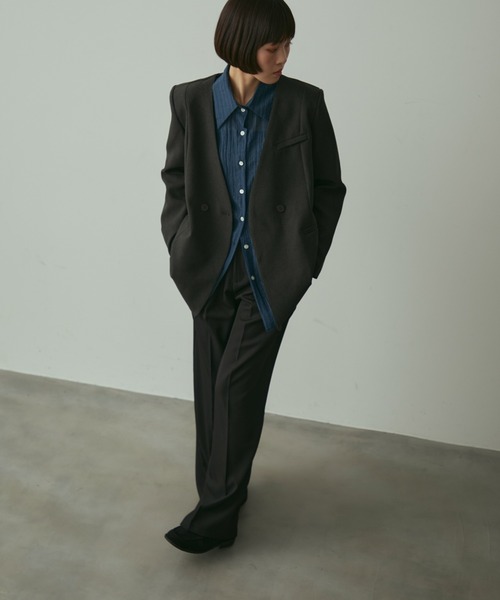 full/fill.(フルフィル)の「ribbon no collar jacket / リボン付きノーカラージャケット(ノーカラージャケット・レディース・グレー/ブラウン・FREE)」の22枚目の写真