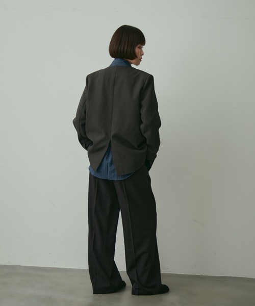 full/fill.(フルフィル)の「ribbon no collar jacket / リボン付きノーカラージャケット(ノーカラージャケット・レディース・グレー/ブラウン・FREE)」の21枚目の写真