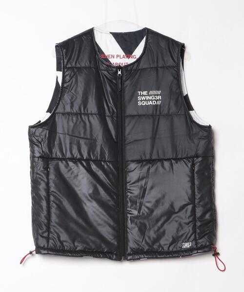 SWINGGGR（スウィンガー）の「THE SWINGGGR/ザ スウィンガー/GEOMETRY REVERSIBLE VEST（ダウンベスト・メンズ・ブラック・3/2）」の3枚目の写真