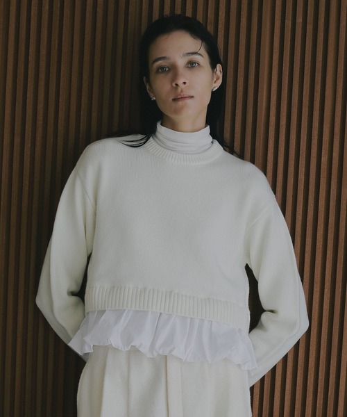 MANOF(マノフ)の「BALLOON DOCKING KNIT(ニット/セーター・レディース・アイボリー/ブラック/グレー・F)」の2枚目の写真
