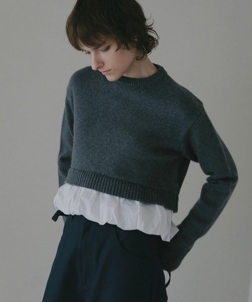 MANOF(マノフ)の「BALLOON DOCKING KNIT(ニット/セーター・レディース・アイボリー/ブラック/グレー・F)」の13枚目の写真