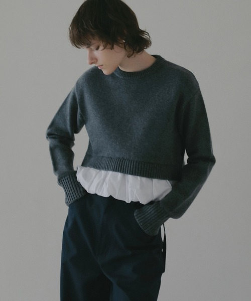 MANOF(マノフ)の「BALLOON DOCKING KNIT(ニット/セーター・レディース・アイボリー/ブラック/グレー・F)」の15枚目の写真