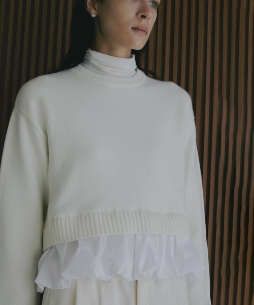MANOF(マノフ)の「BALLOON DOCKING KNIT(ニット/セーター・レディース・アイボリー/ブラック/グレー・F)」の10枚目の写真
