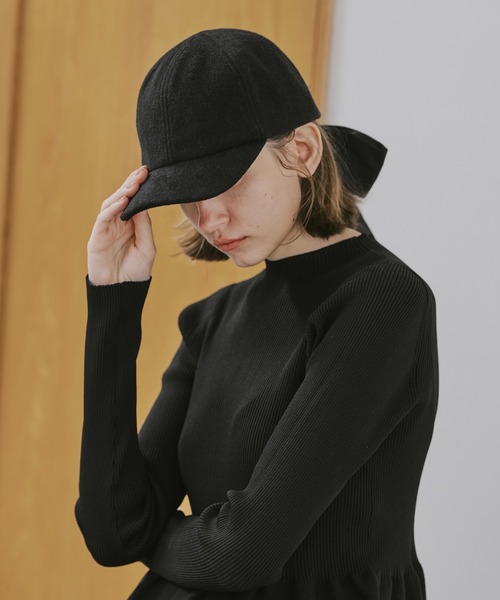 セール】wool touch back ribbon casquette cap（キャスケット