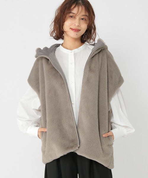 セール】フェイクファーフードベスト（ベスト）｜studio CLIP